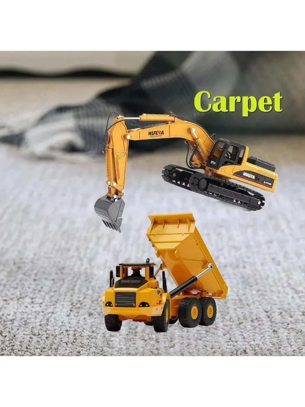 Heavy Duty Construction Dump Truck & Excavator Toy Set, 1:50 Scale Diecast for